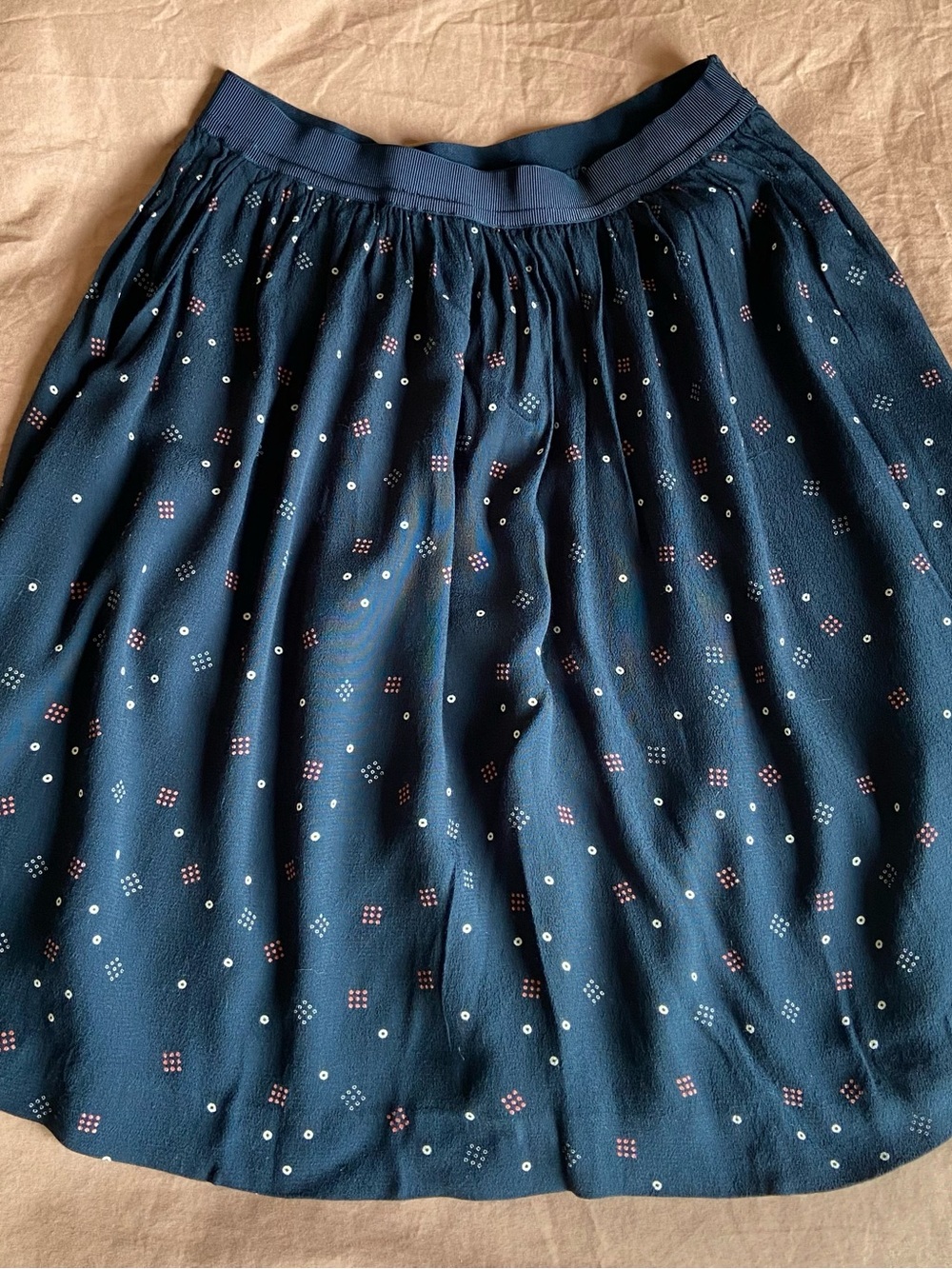 & Other Stories Navy Printed Mini A-Line Skirt